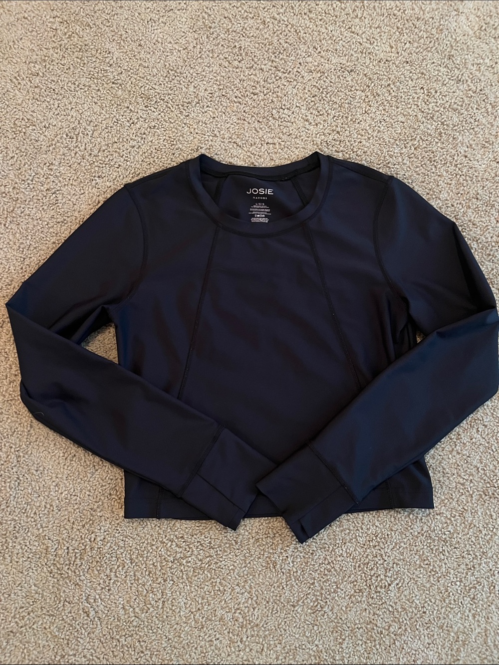 Josie Natori Black Long-Sleeve Athletic Top